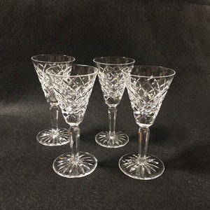 Price for each….Vintage “Powerscourt” Sherry Waterford crystal wine glasses 2oz , 5.5” high Ireland. Classic gift.