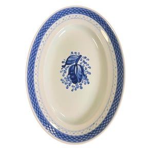 Royal Copenhagen Tranquebar travessa oval de 11&quot; com borda azul, pratos de servir, cerâmica dinamarquesa vintage Royal Copenhagen/Aluminia, cerâmica dinamarquesa