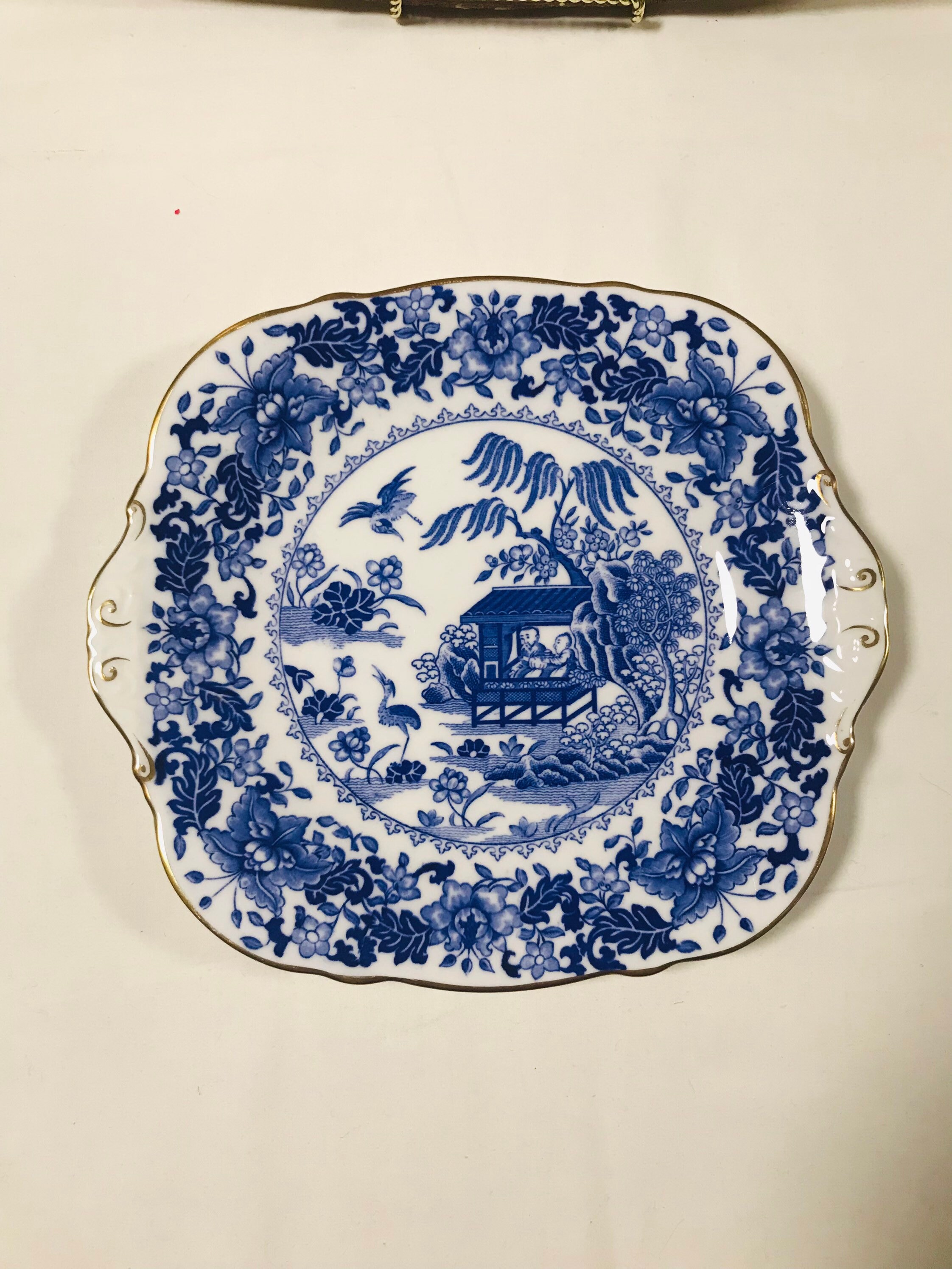 Vintage Royal Worcester Blue Broseley Blue Oriental Pattern Cake