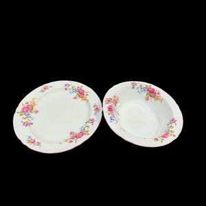 美品 Shelley ワイルドフラワー ピンクトリム ケーキプレート シェリー Shelley Pink Rose Oval Platter and Deep Rimmed Vegetables Bowl