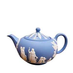 Collectable Wedgwood Jasperware blue tea pot with lid England,  gorgeous Wedgwood Jasper gift. mint condition, HOLIDAY GIFT