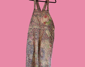 Pre-Owned Magnolia Pearl cotton Benjamin wide leg Overalls Fruit Market, hand mending and fading . one Size.