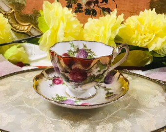 Vintage Queen Anne Lily of the Valley Tea Cup and Saucer With Gold