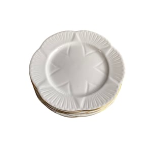 Vintage Shelley set of 6 luncheon plates 8” regency white elegant china gold trims, EnglishBone china, collectible Shelley