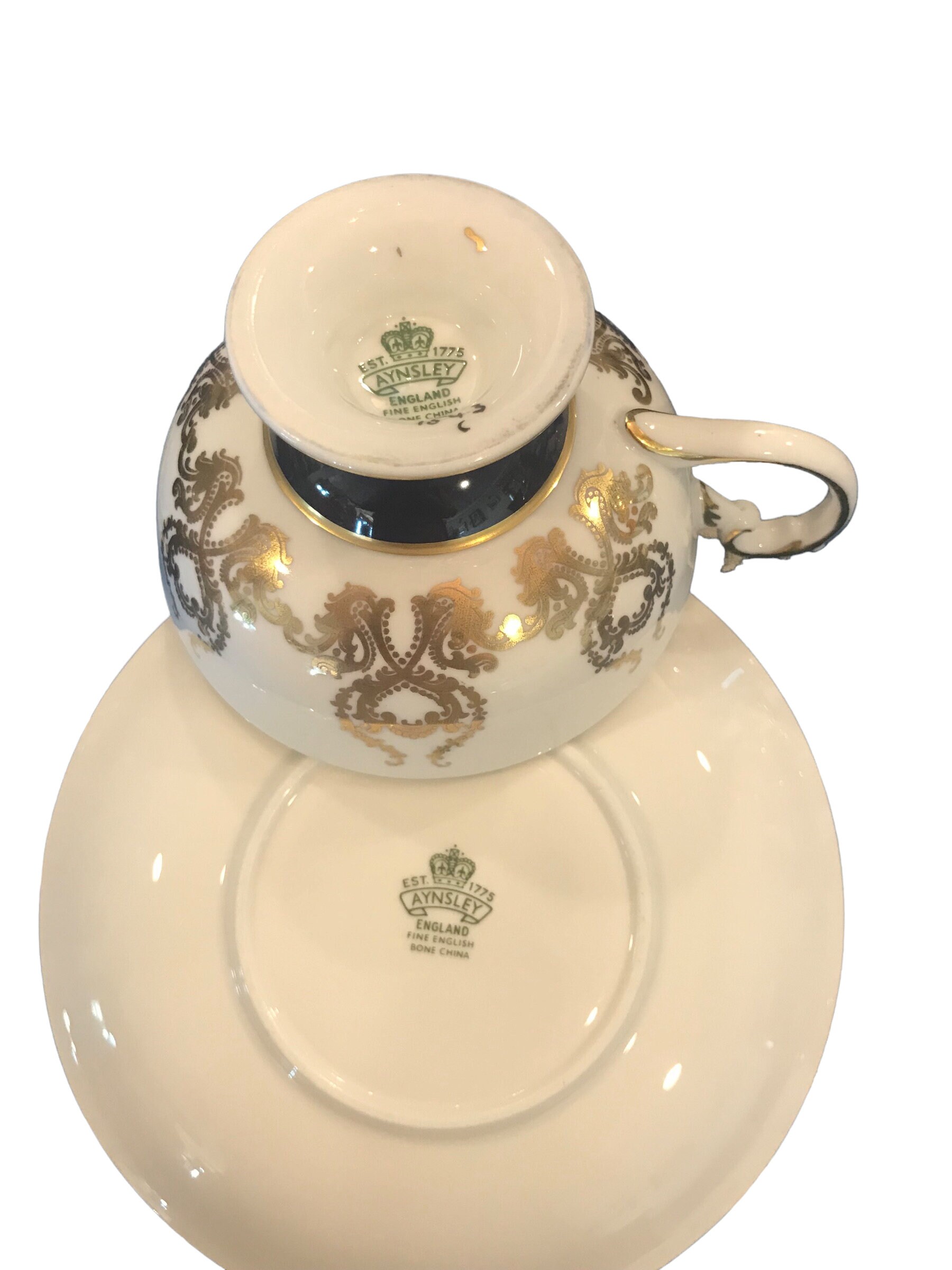 Stunning Vintage Artist Bailey Signed Cabbage Rose Aynsley Footed Tea ...