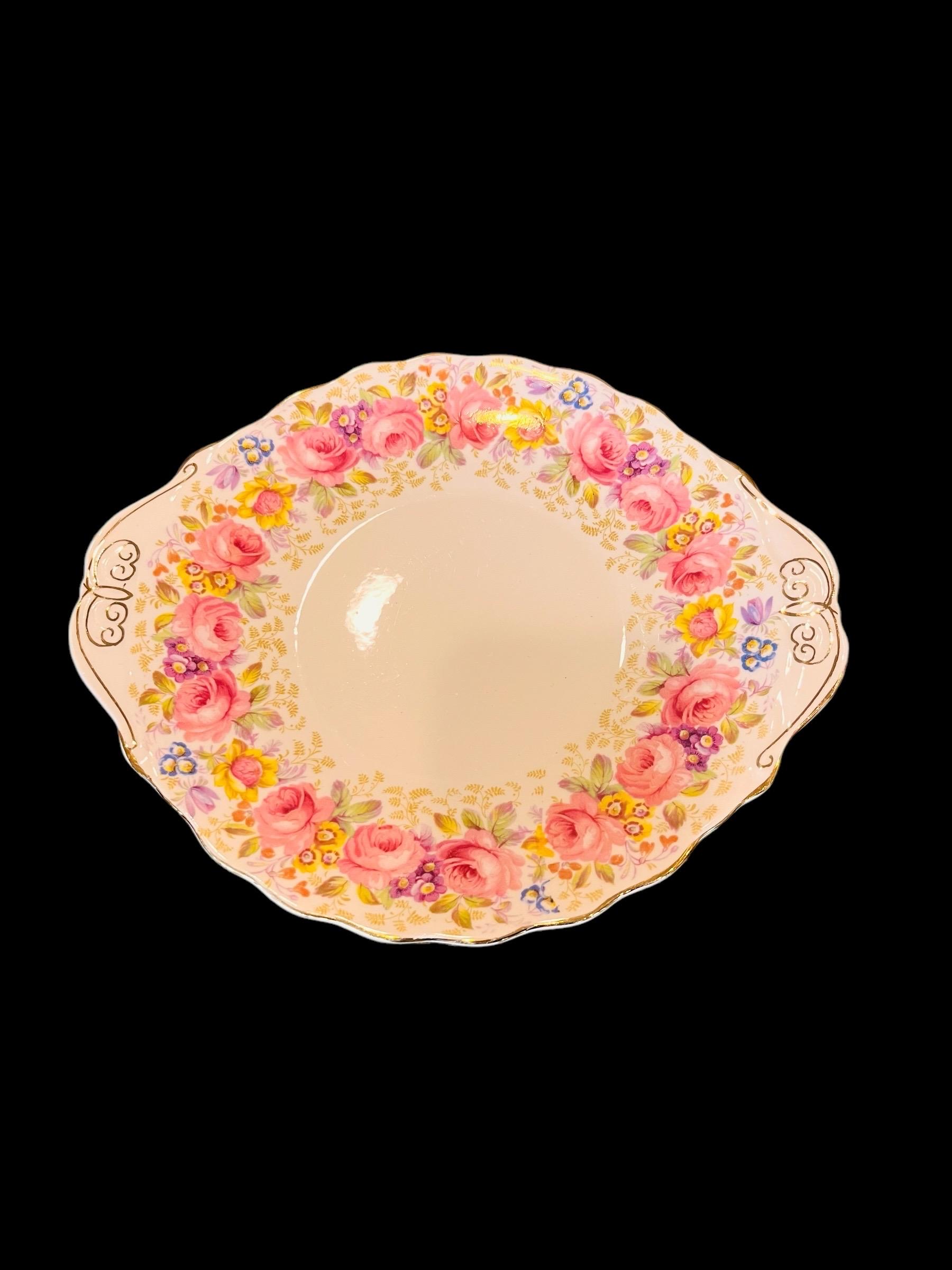 ヴィンテージ ロイヤルアルバート セレナ ハンドル付きケーキプレート