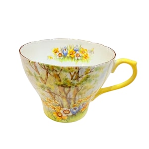 Replacement Shelley daffodil flowers tea Cup orphan bone china England vintage, cup only.