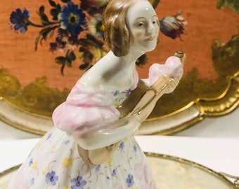 Herend Hungary Porcelain Hand Painted Figurine Lady in Pink
