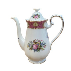 Rare royal Albert lady Carlyle made in England coffee pot, pink rose serving piece, English bone china, gift for her