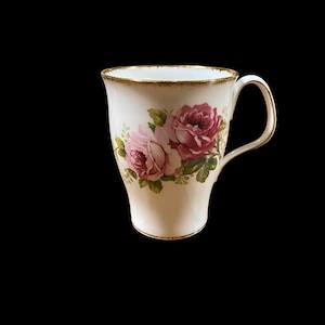 Rare extra tall 4” royal Albert American beauty mug, pink rose vintage mug,