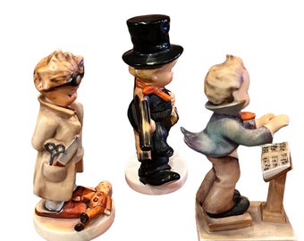 ヴィンテージの収集価値のあるドイツのフンメル人形 3 体セット、新品