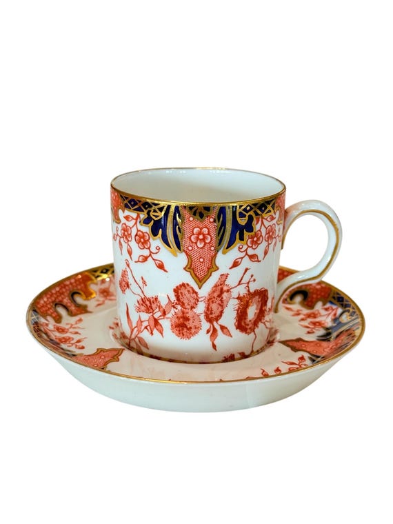 Antique Royal Crown Derby Imari Demitasse Cup and Saucer, #2712, C
