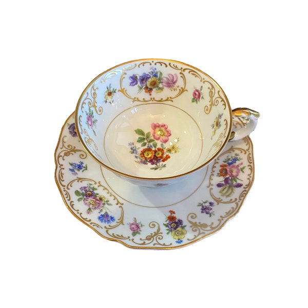 tasse à thé et soucoupe allemande vintage Bavaria Franconia, porcelaine européenne vintage, cadeau pour elle, cadeau de collection