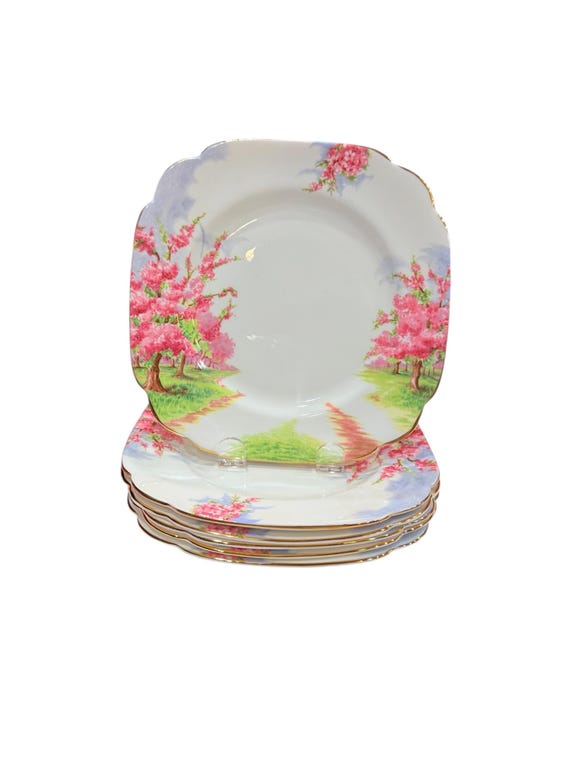 Royal Albert Blossom Time Set of 6 Luncheon Square Plates 7 Royal Albert Blossom Time Set of 6 Luncheon Square Plates 7