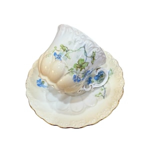 Antique hand painted European porcelain Tea Cup and Saucer, Collectible antique tea cup set.