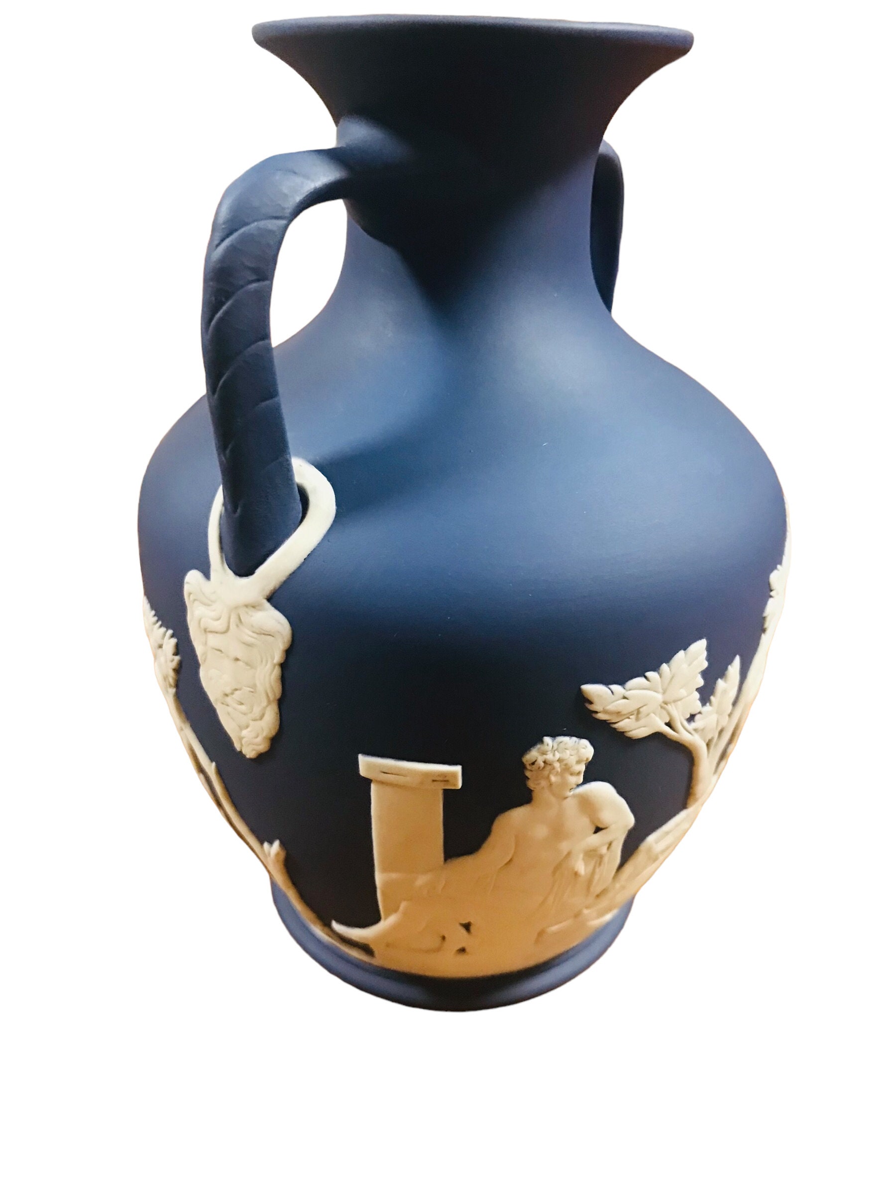 Rare Vintage Wedgwood Portland Dark Blue Jasper Ware Portland Vase