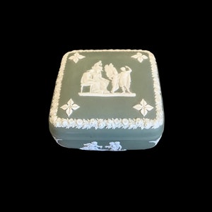 Vintage Wedgewood Jasper ware baratija tapada Inglaterra, magnífico regalo vintage coleccionable.