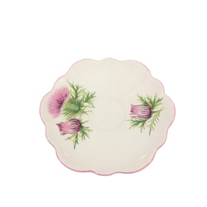 Vintage replacement Shelley Thistle saucer orphan bone china England, replacement Shelley saucer.