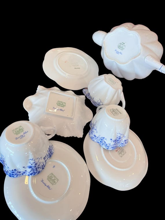 Large Set of Vintage Shelley Dainty Blue 32- Pieces Bone China
