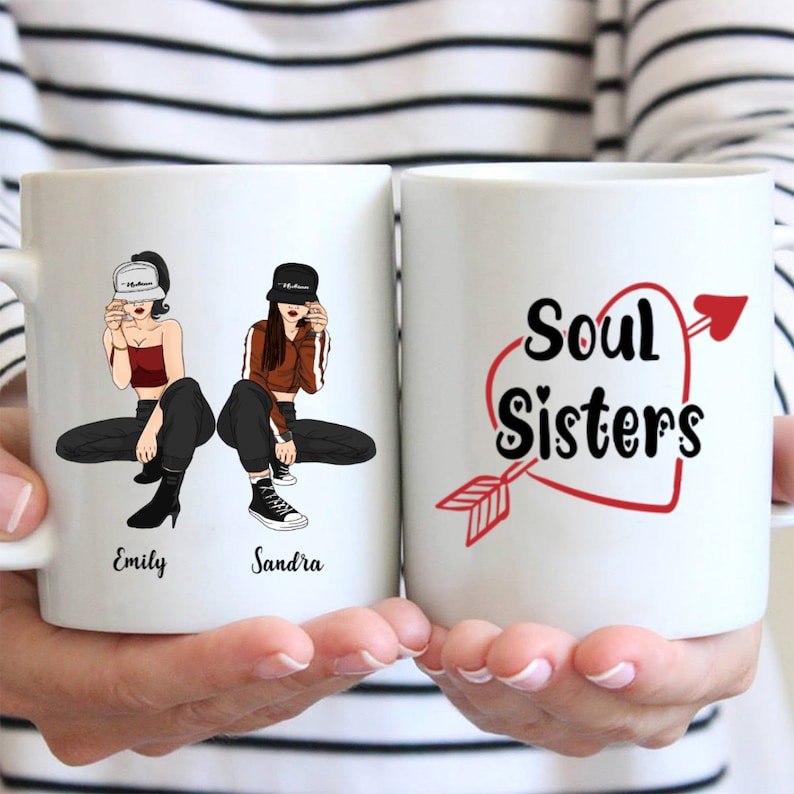 Personalized Gifts Coffee Mug for Best Friends 2 Hiphop Girls Soul Sisters Mug 11oz 15oz Happy Valentine/'s Day Gift For Him For Her Couple