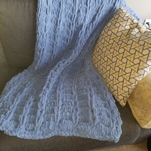 Ladder Stitch Throw Blanket,  Bernat, Throw, Handmade, Knit, Crochet