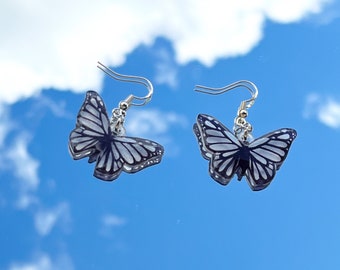 Clear Monarch Butterfly Earrings
