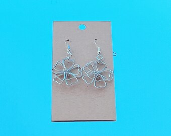 Silver Flower Wire Earrings
