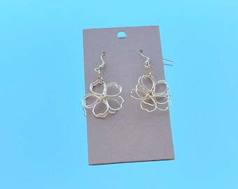 Gold Flower Wire Earrings