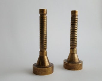 Machine Age Bronze Candlesticks, C. 1940s