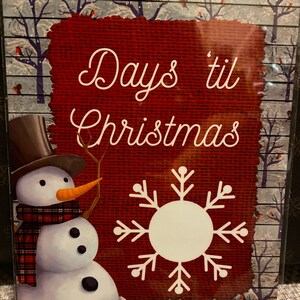 Days Until Christmas Snowman Christmas Countdown Board, Dry Erase Board, Snowman Design, Christmas Decoration, Holiday Decor.
