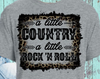 A LITTLE COUNTRY A Little Rock N Roll Women's Unisex T-Shirt Personalized Tee Custom Shirt Gray White T-Shirt