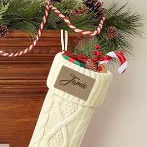 Personalized Family Christmas Stockings, Leather Patch Christmas Stockings,2023 Knitted Christmas Stocking With Name, Engraved Name Stocking