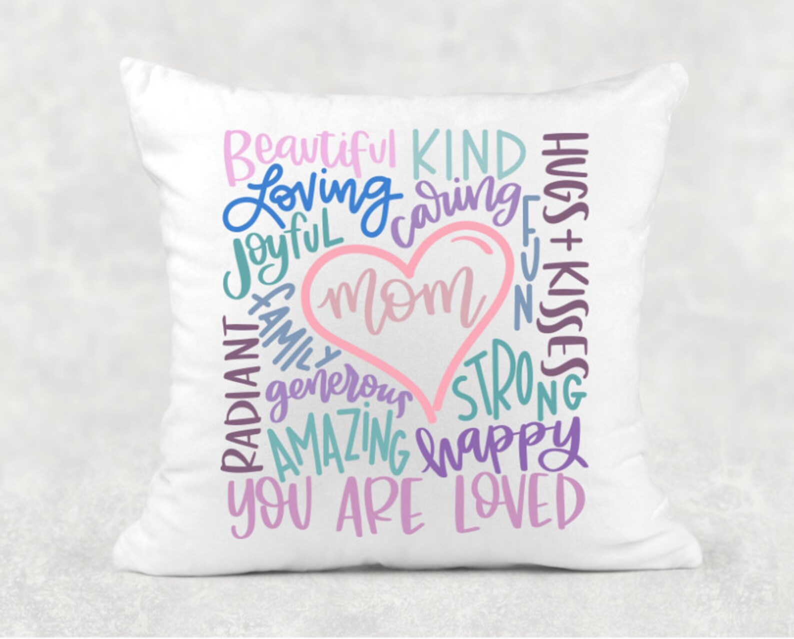 MOM TYPOGRAPHY PILLOW Beautiful Mom Pillow Case You Are Loved Etsy Italia
