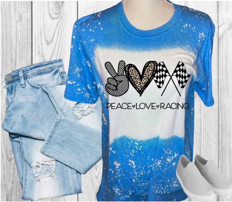 Download Peace Love Racing Bleached T Shirt Distress Shirt Vintage Style T Shirt Woman S Tee Custom T Shirt Personalized Bleached Tee T Shirts Clothing Valresa Com