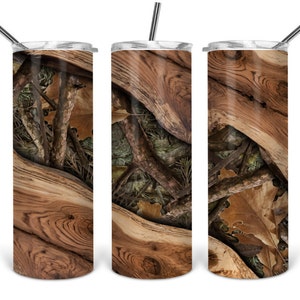 20 OZ SKINNY TUMBLER Camo Wood Personalized Tumbler or 4 in 1 Tumbler or Glitter Tumbler Gift For Her Custom Tumbler Gift For Him