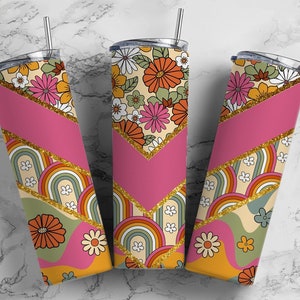 Regenbogen Hippy Tumbler Bunte Custom Tumbler 20oz Tumbler Designs Flower Tumbler