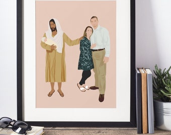 Custom Portrait with Jesus, Miscarriage Family Portrait/Angel Baby Family Portrait/Stillborn/Loss Gift- Digital Illustration