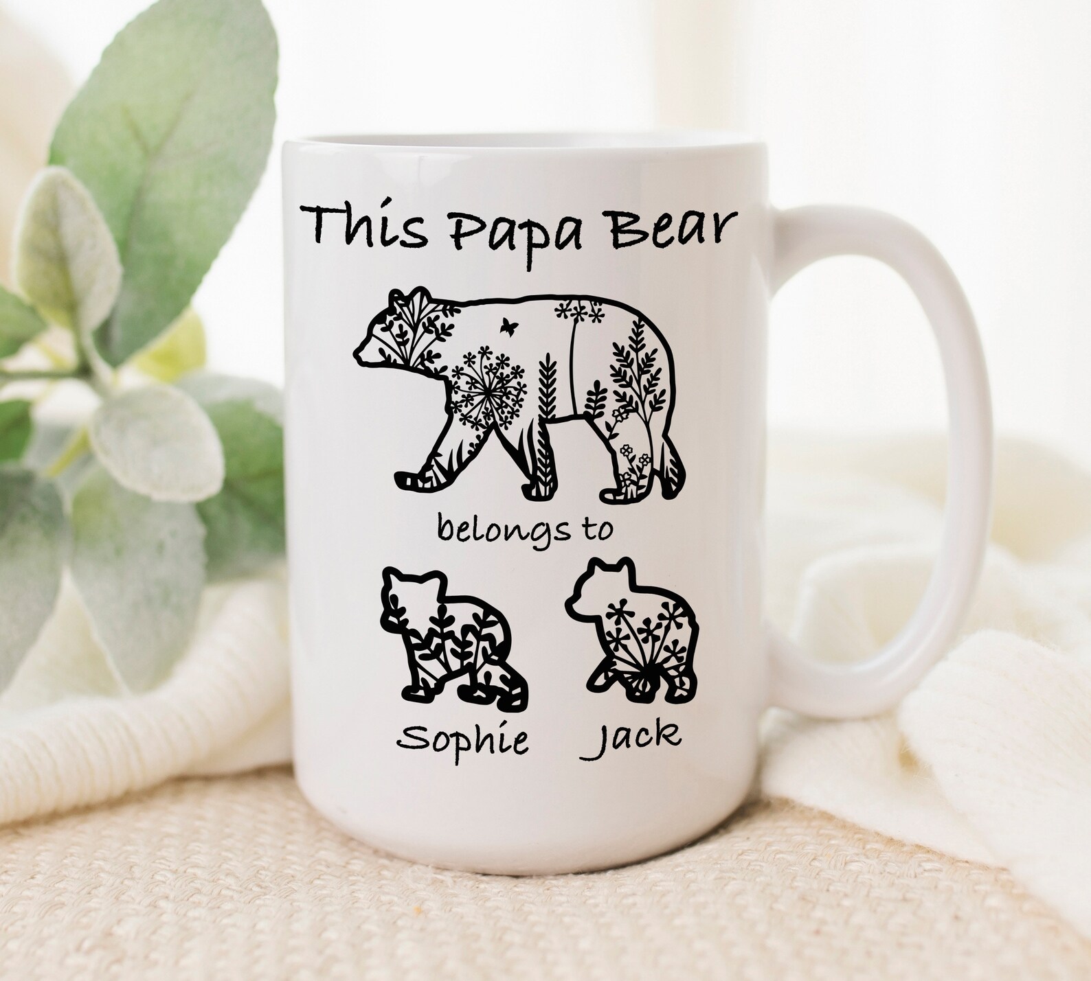 Papa Bear Mug Personalized Dad Coffee Mug Dad Gift Papa Etsy