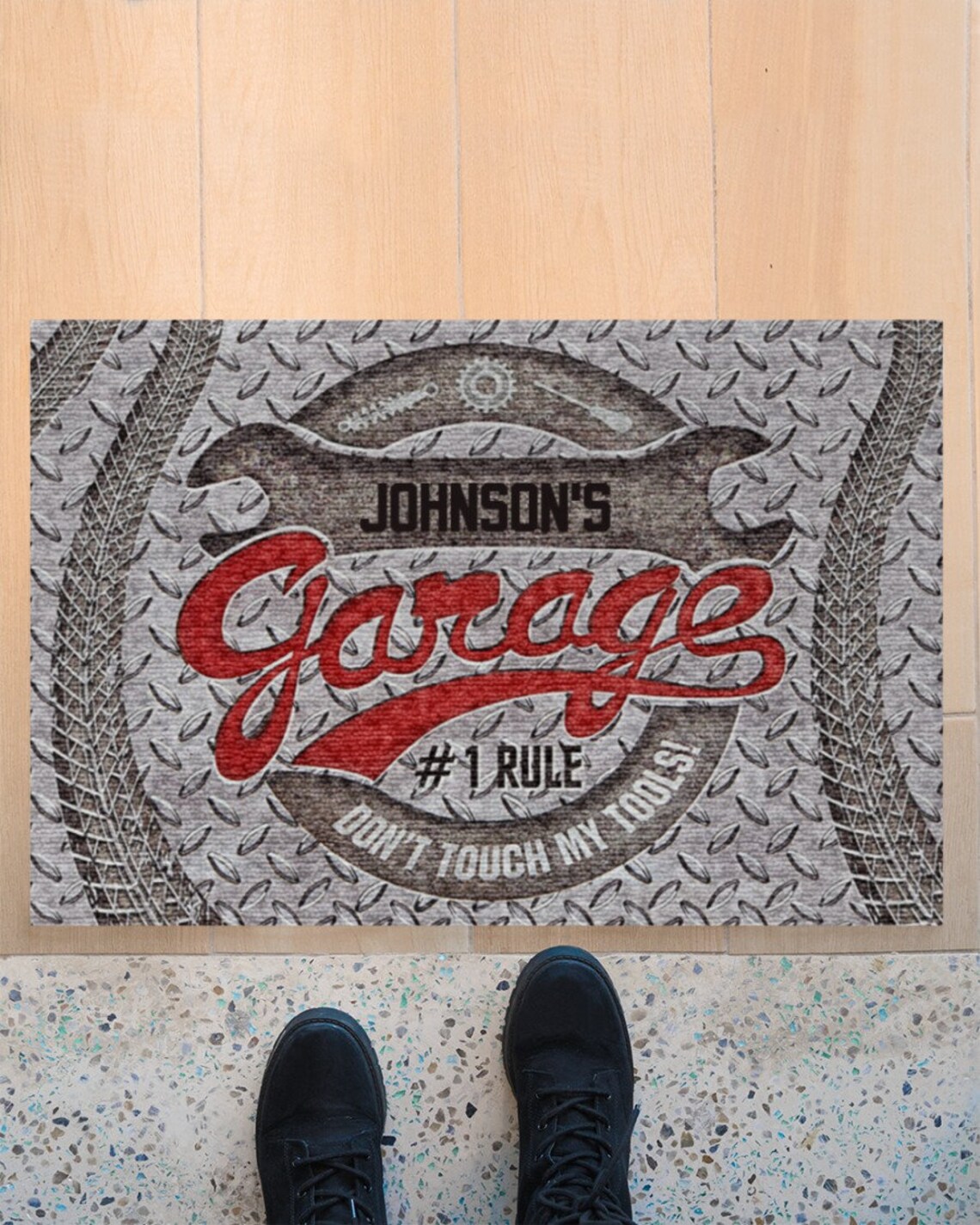 Personalized Auto Garage Don't Touch My Tools Doormat Etsy