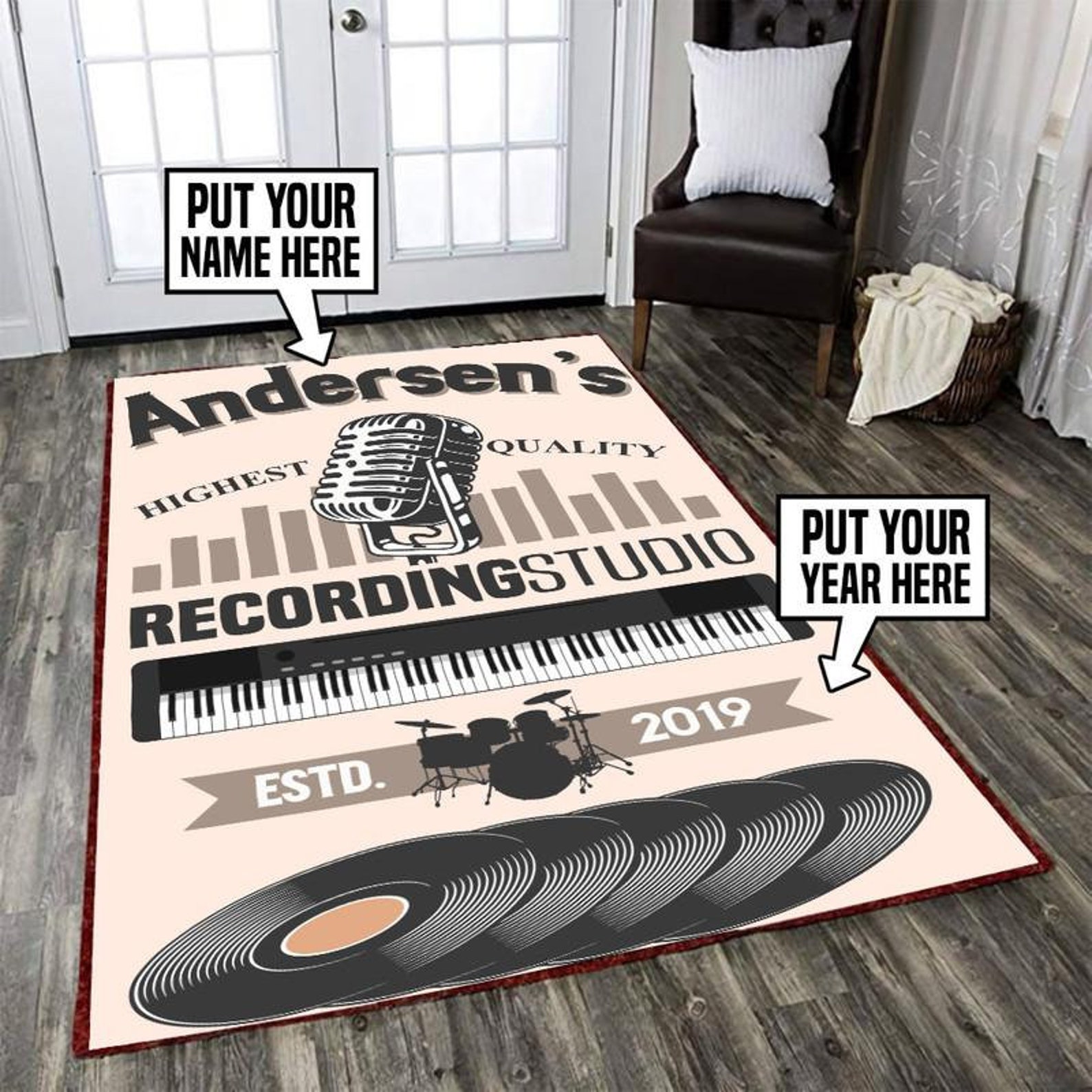 Personalized Recording Studio Rug Highest Quality Personalized Etsy