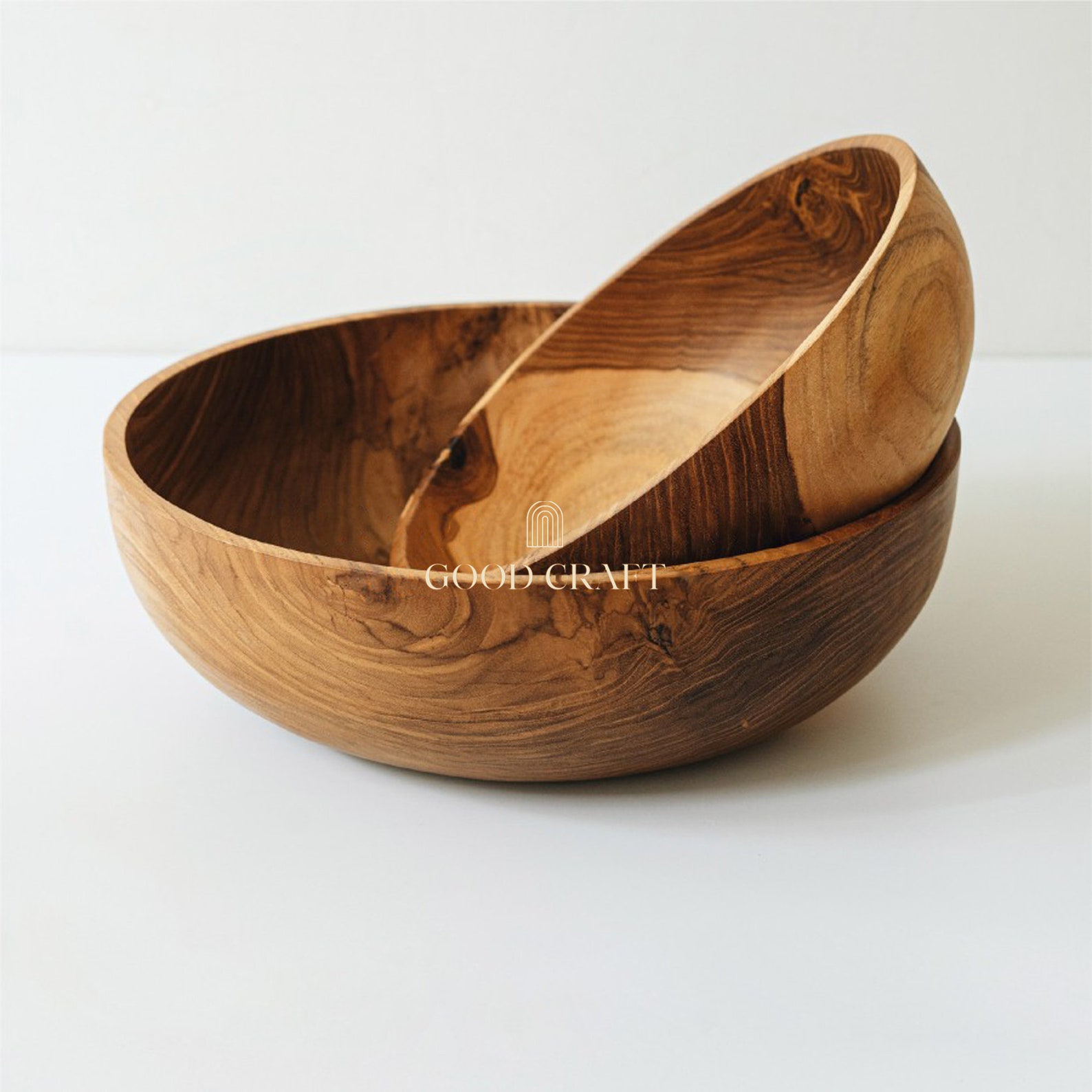 Large Teak Wood Handmade Bowls Kitchen Decorative Wooden Etsy