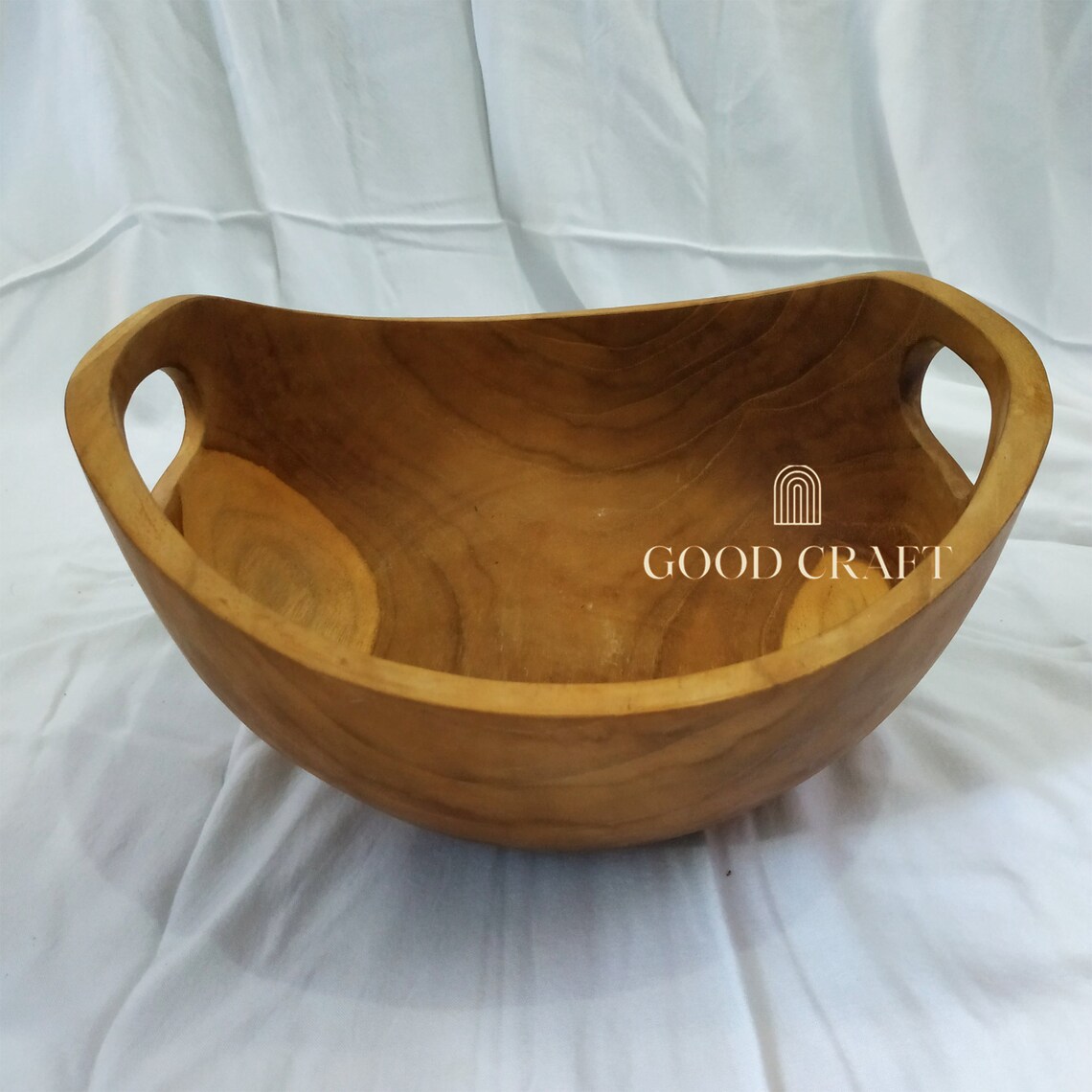 Extra Large Teak Wood Bowls With Handle Decorative Center Etsy