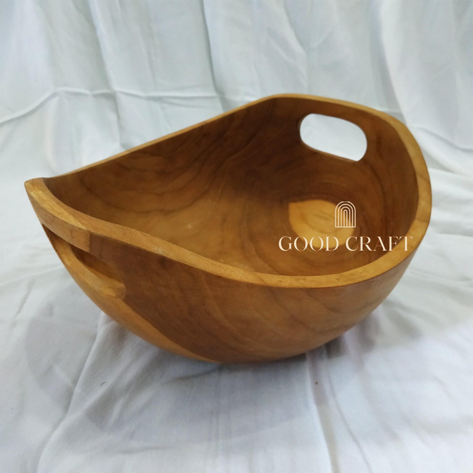 Extra Large Teak Wood Bowls With Handle Decorative Center Etsy