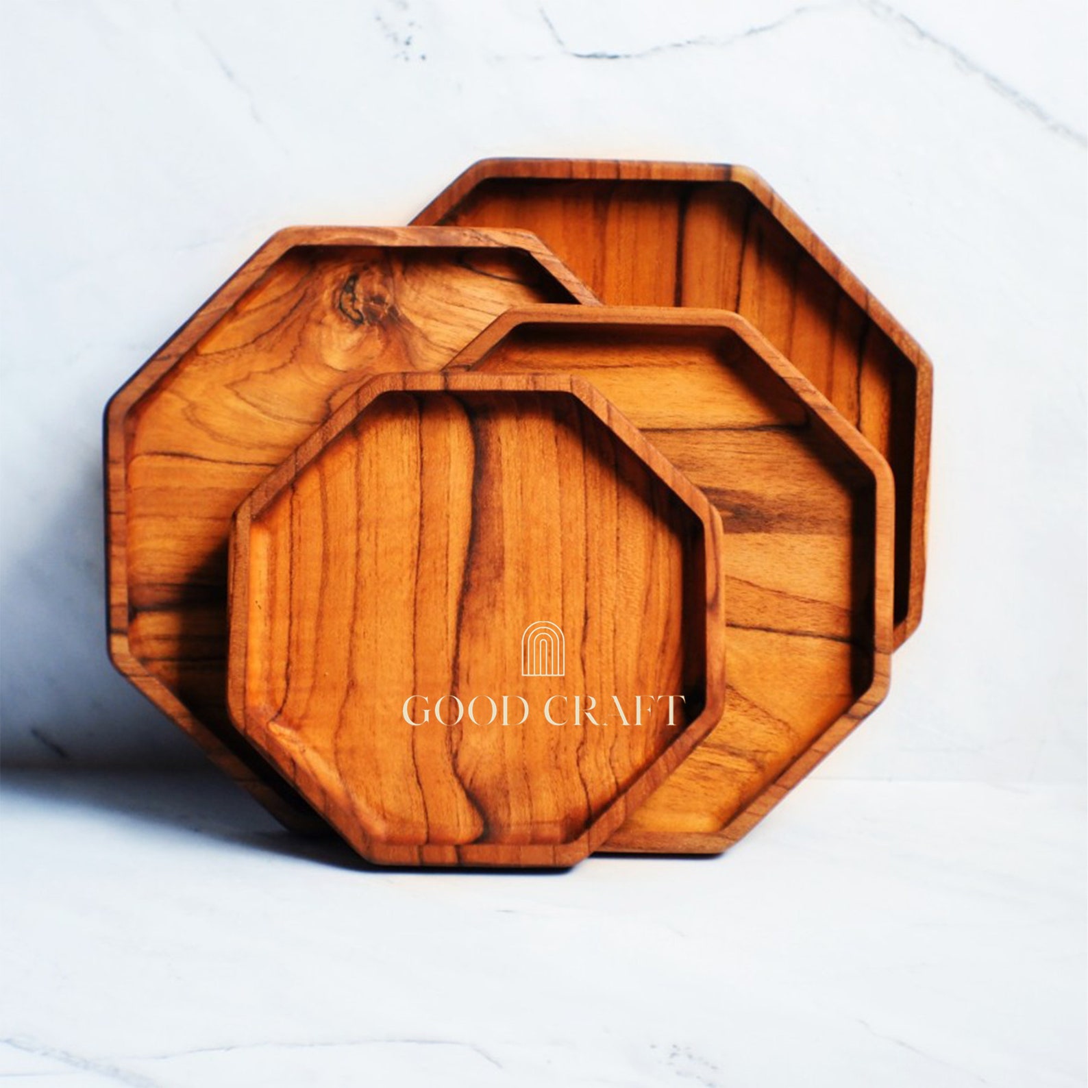 Hexagonal Teak Wood Plates Decorative Handmade Plates For Etsy