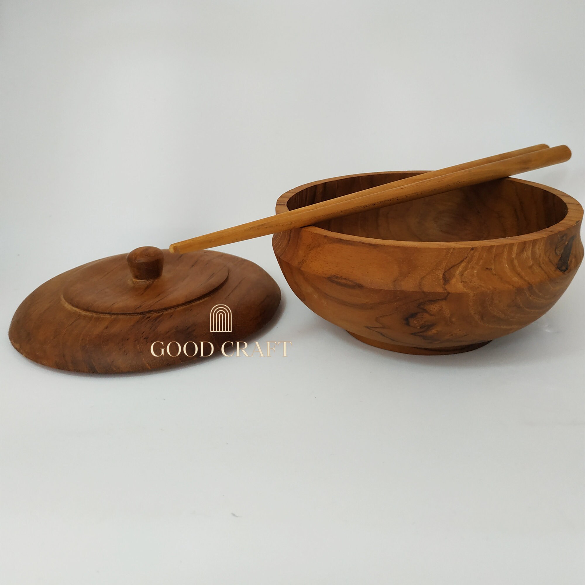 Decorative Japanese Wooden Bowl with Lid Natural Grain Wood Etsy