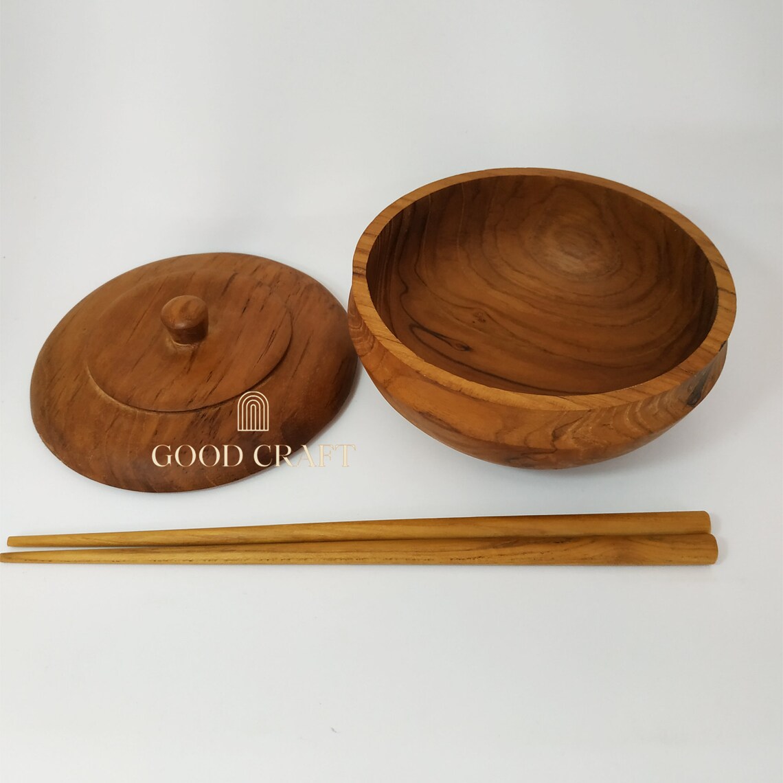 Decorative Japanese Wooden Bowl with Lid Natural Grain Wood Etsy