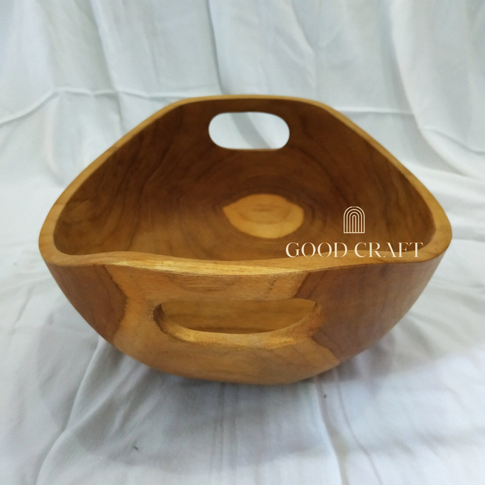 Extra Large Teak Wood Bowls With Handle Decorative Center Etsy
