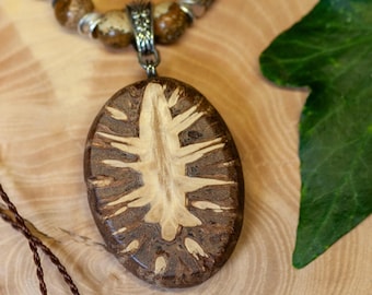 Zapfen Amulett - Riesen-Mammutbaum - Sequoia Amuletum - Landschaftsjaspis - verstellbare Kette - handmade Unikat - Waldzauber - Naturschmuck