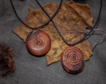 Yew wood necklace - spiral power - natural jewelry - unique piece - protective amulet - mystical yew - forest jewelry - wooden necklace