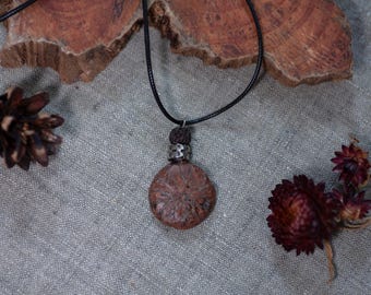 Natur Mandala - Kettenanhänger - Fruchtkapsel vom Amberbaum - Unikat - außergewöhnliches Naturschmuckstück - Waldzauber - Baumliebe